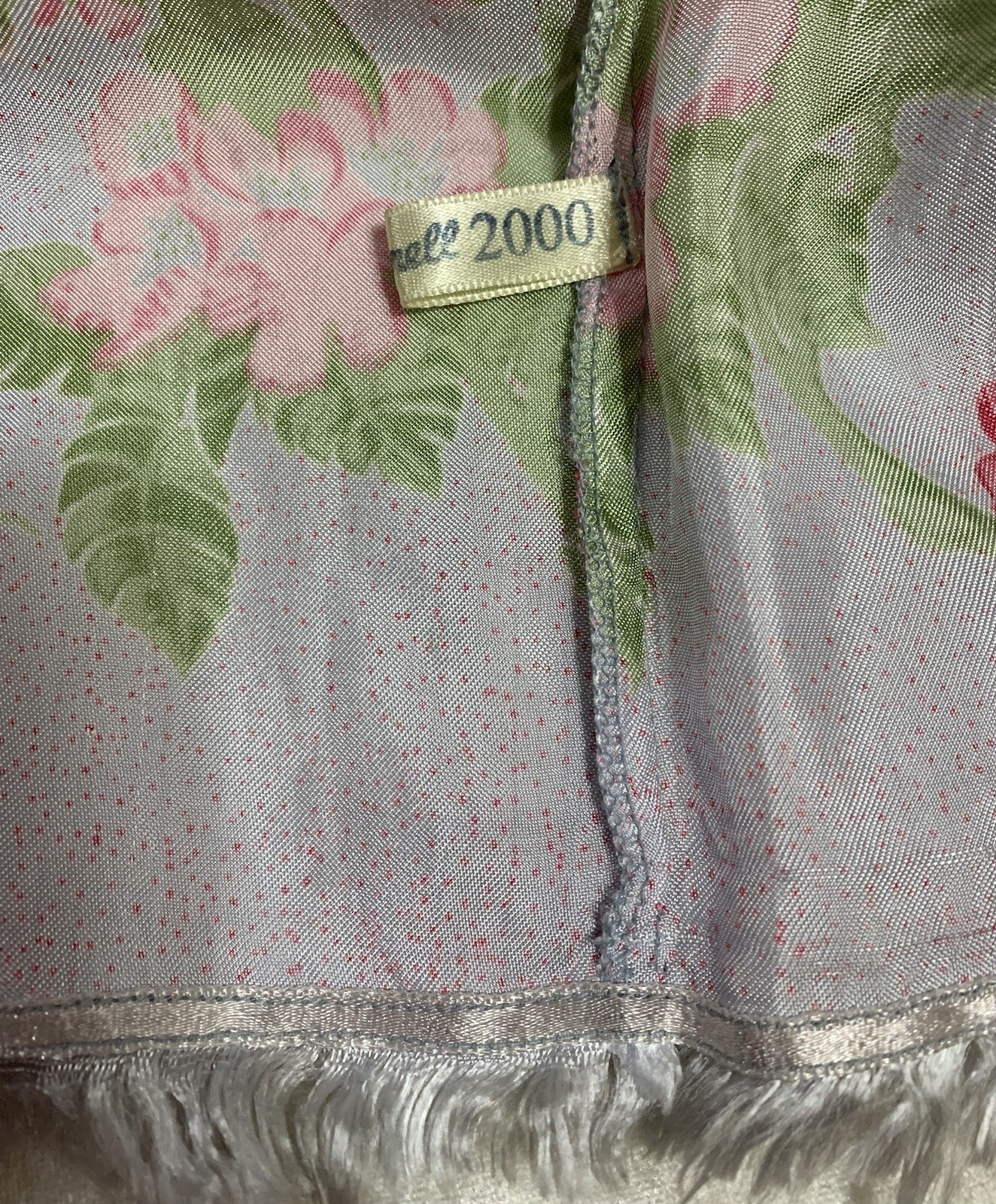 April Cornell Top And Skirt Set Blue And Pink Satin Flowers Size L NWT