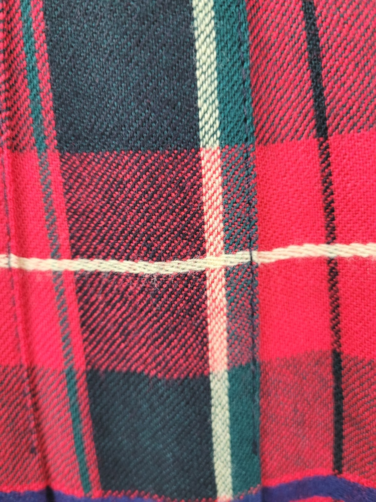 Vintage Talbots 100% Wool Red/Green/Black Plaid Pleated Skirt Size 10
