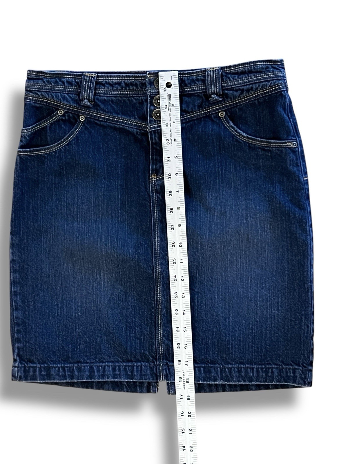 Vtg 90s Y2K Western Canyon River Blues Cowgirl Denim Skirt Contrast Stitch 4P