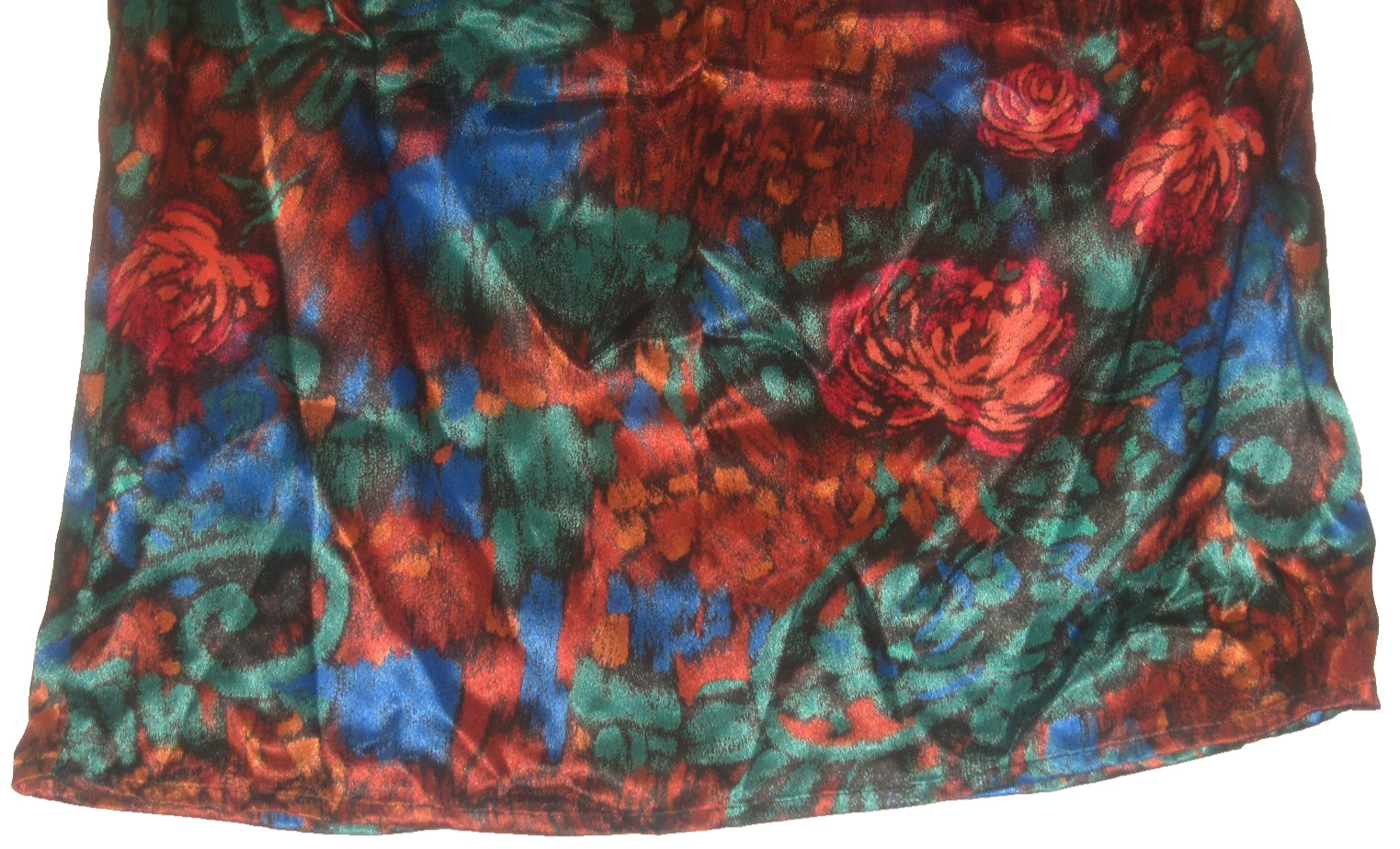 Vintage Yves St. Clair Slinky-Silky L/S Multi-Floral High-Neck Blouse 12 Korea