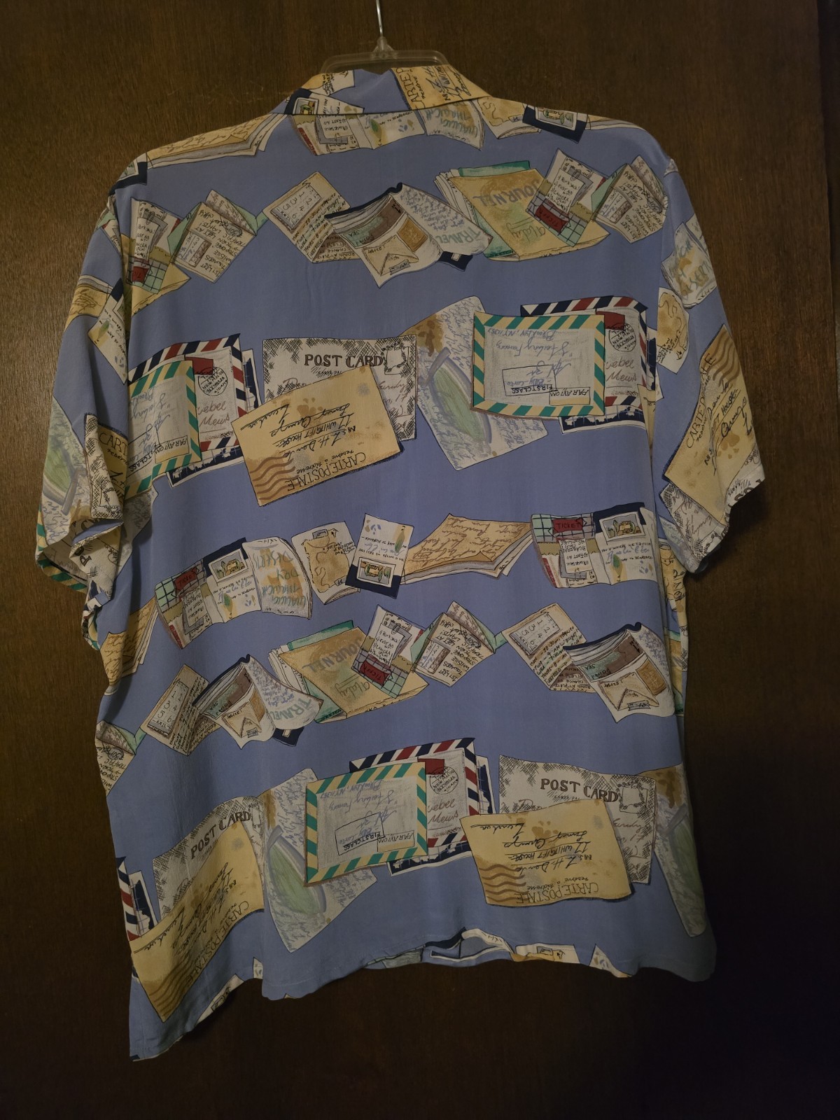 VINTAGE STUDIO 3000 100% SILK XLG WOMEN’S BLOUSE – STAMPS, POSTCARDS