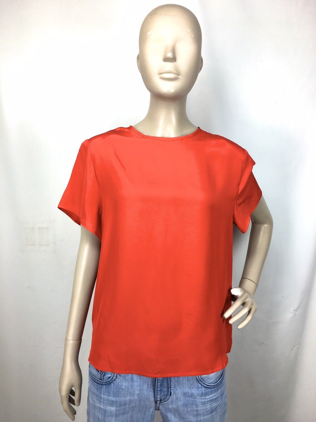 Hana Sung Red Sateen Dolman Sleeve Vintage Y2K 90’s Blouse Size S/M