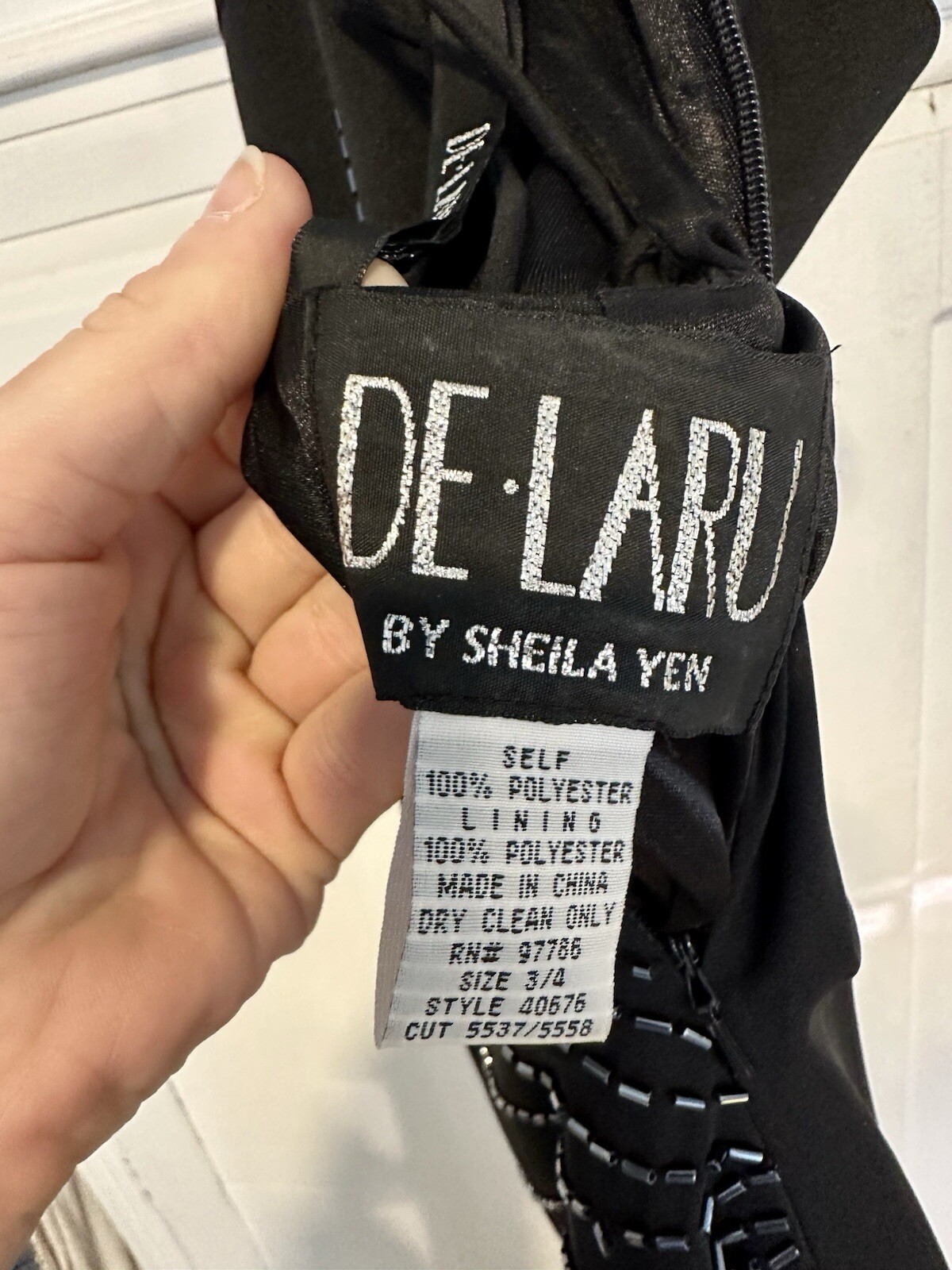 Vintage Black Slinky Beaded 90’s Dress – PERFECT – XS – De Laru By Sheila Yen