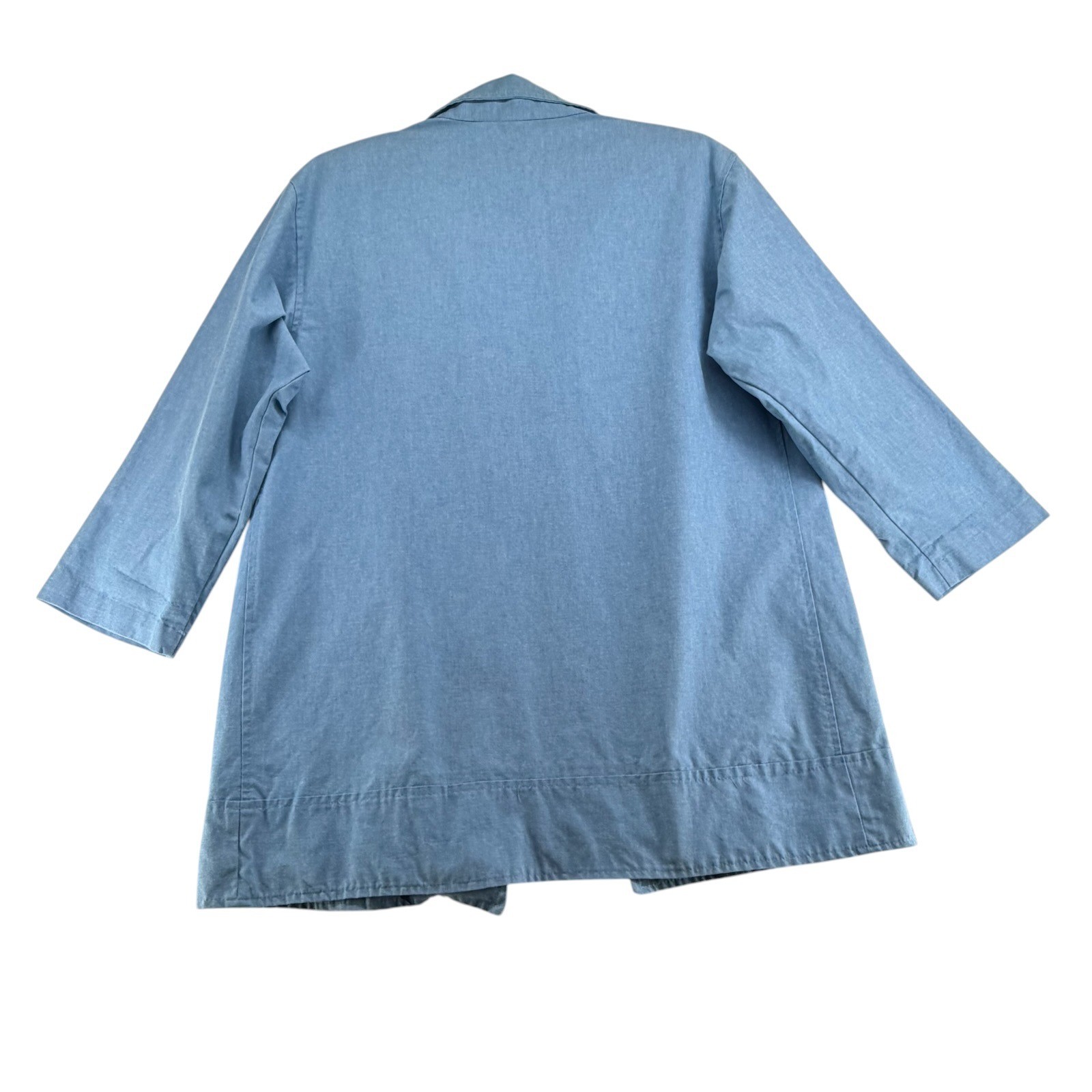 Vintage Chambray Toggle Coat Jacket Wooden Rope Lagenlook Coastal Womens Small