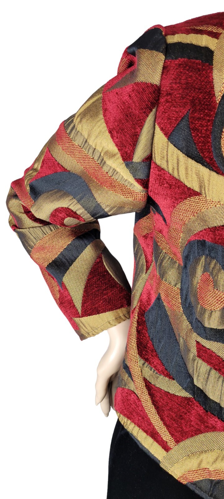 Vintage Painted Pony Uniquely USA Cropped Abstract Velvet Tapestry Jacket Size M