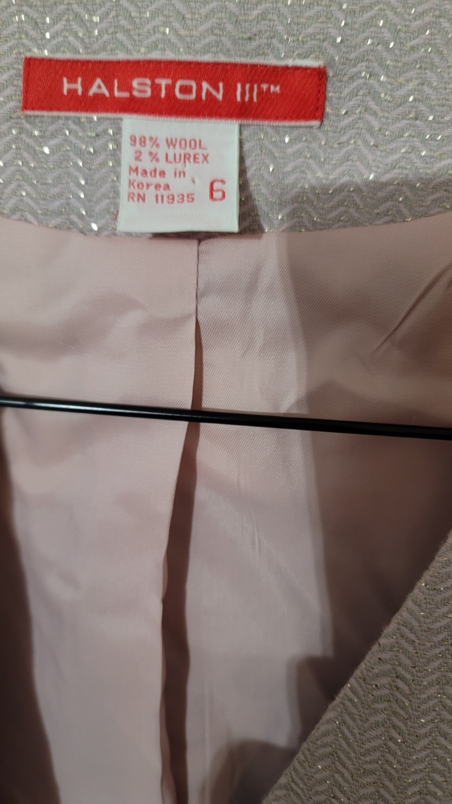Halston III Vintage Women’s 2 Button Blazer Pink Irridescent Size 6