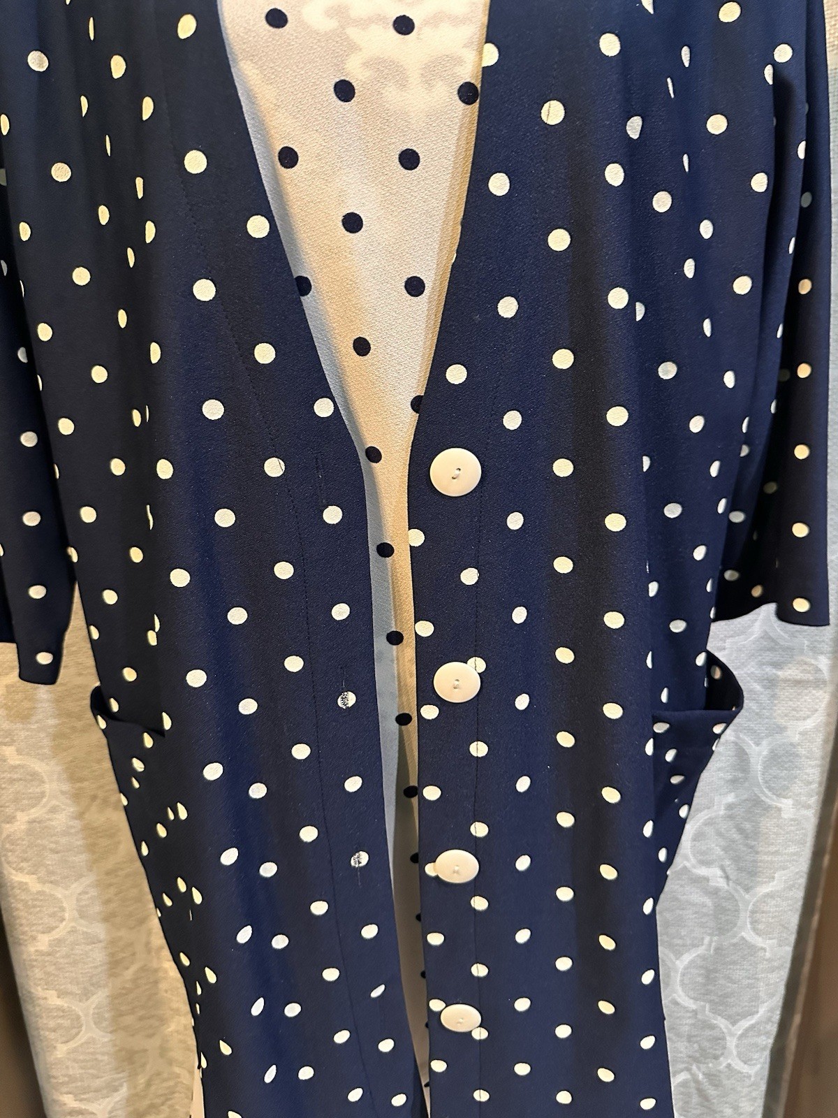 Vintage 1980s Tabby II Polka Dot 2pc Sheath Dress & Duster Jacket Set Size 16W