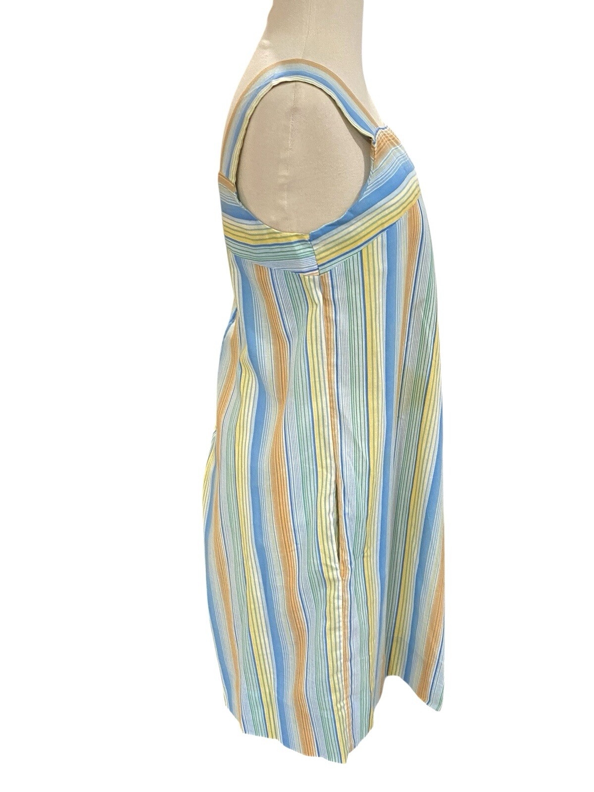 Vintage 70s Striped Mumu House Dress One Size Handmade Sleeveless