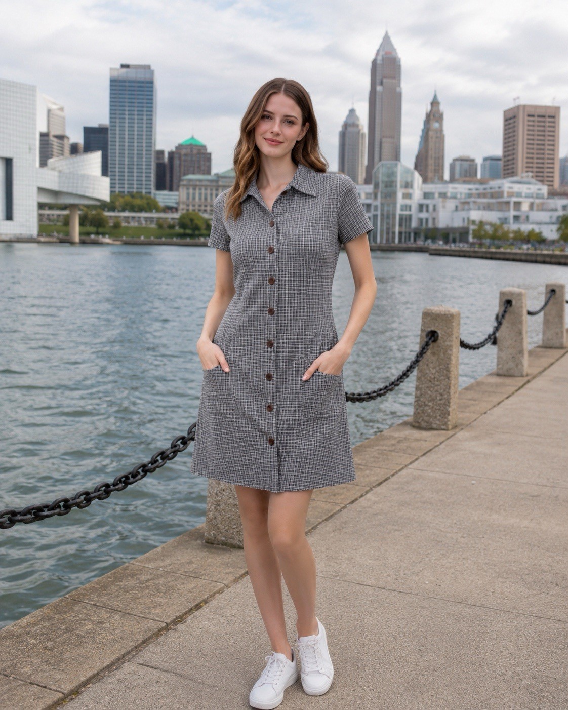 Vintage Tanner of North Carolina House Dress 10 Houndstooth Grandmacore Pockets