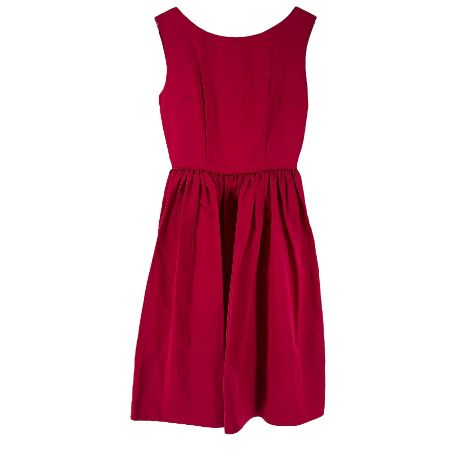 1960s Party Dress Berry Red Bow Back Sleeveless Flare Skirt Monterey Modes XS