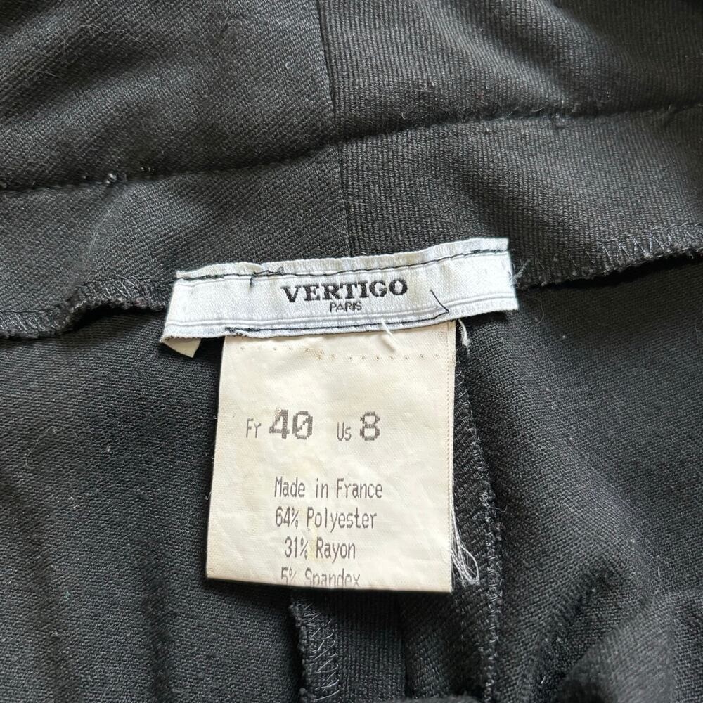 Vintage Vertigo Paris Women’s Low Rise Black Belted Zipper Wide Leg Size 8 Y2K