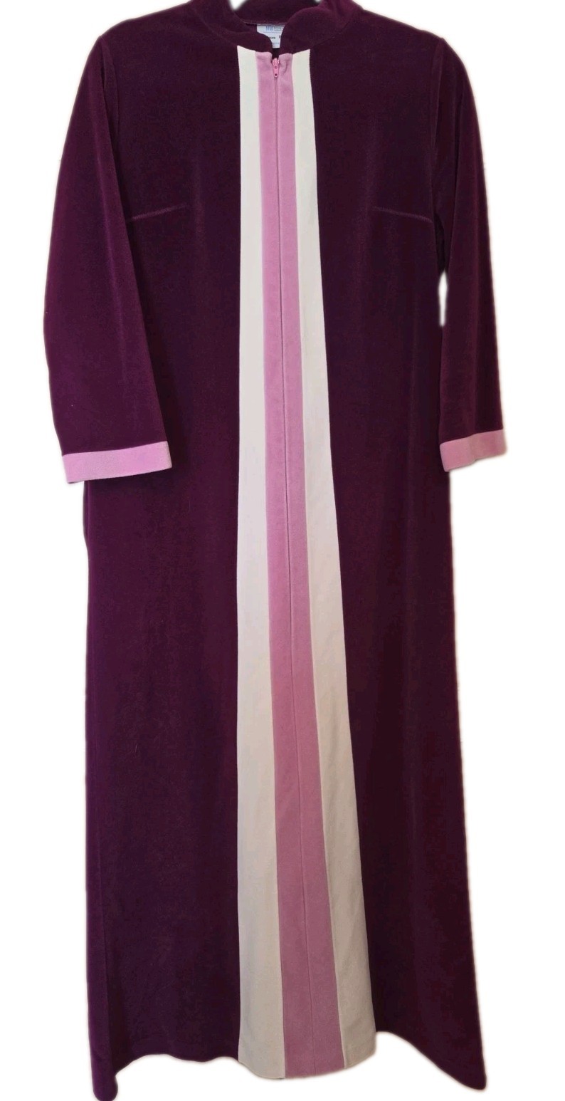 Vintage Jcpenny Purple Robe Women Misses Size 12 Housecoat Full Zip