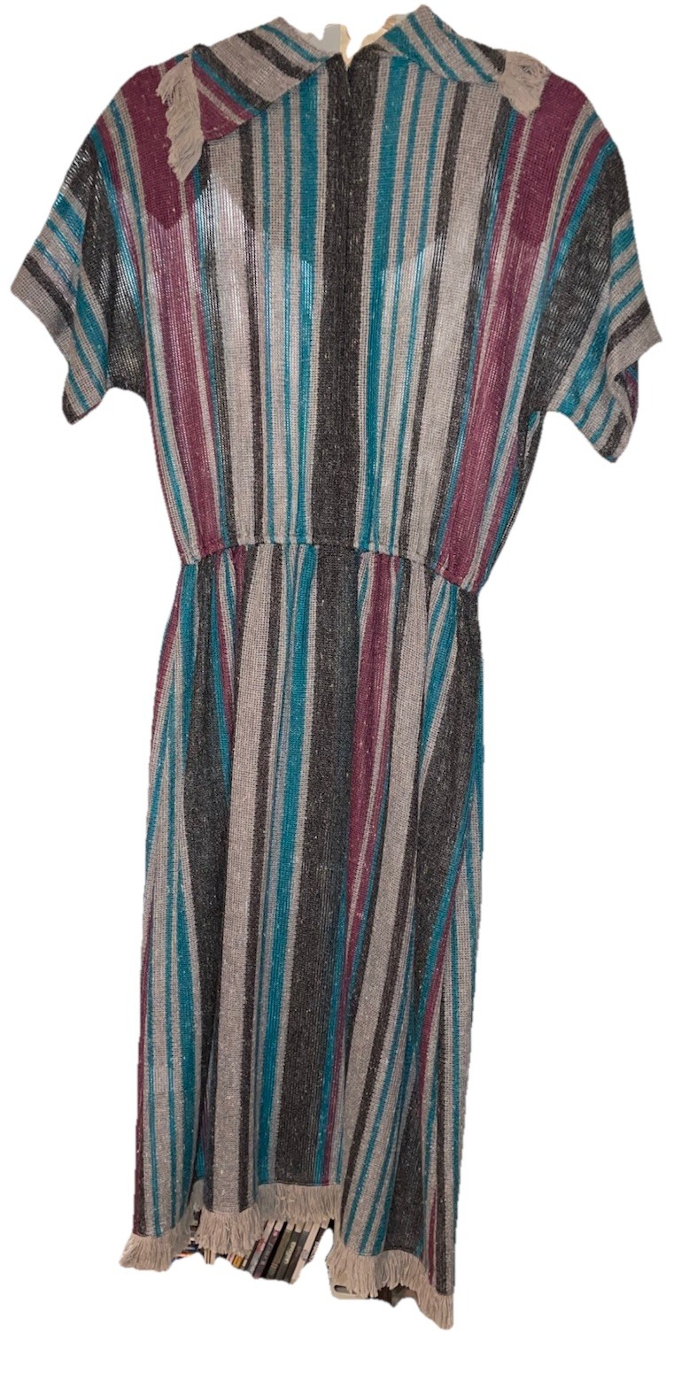 Vintage Brenner DRESS size 7/8 W/ Belt Purple Teal Gray Made in USA