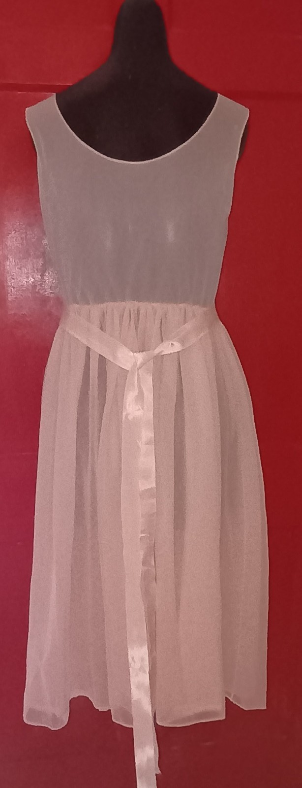 Vtg Luxite by Kayser Pink Dbl Sheer Nylon Chiffon Nightgown Sz 34 Lace