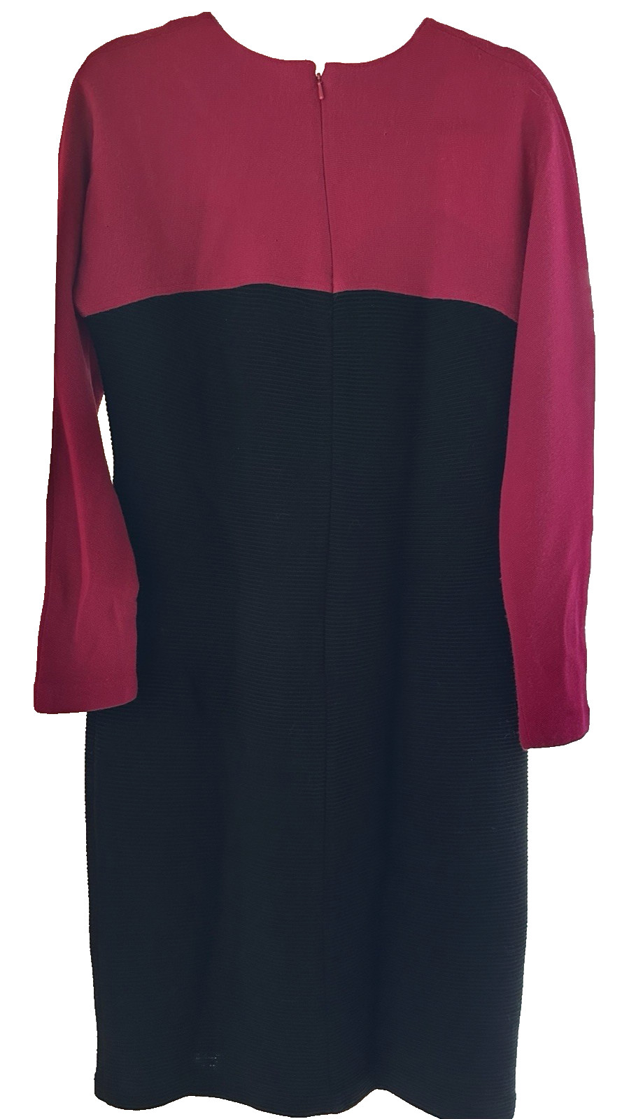VINTAGE CASUAL CORNER 80/90s RARE FUCHSIA BLACK SWEATER WIGGLE LBD DRESS L