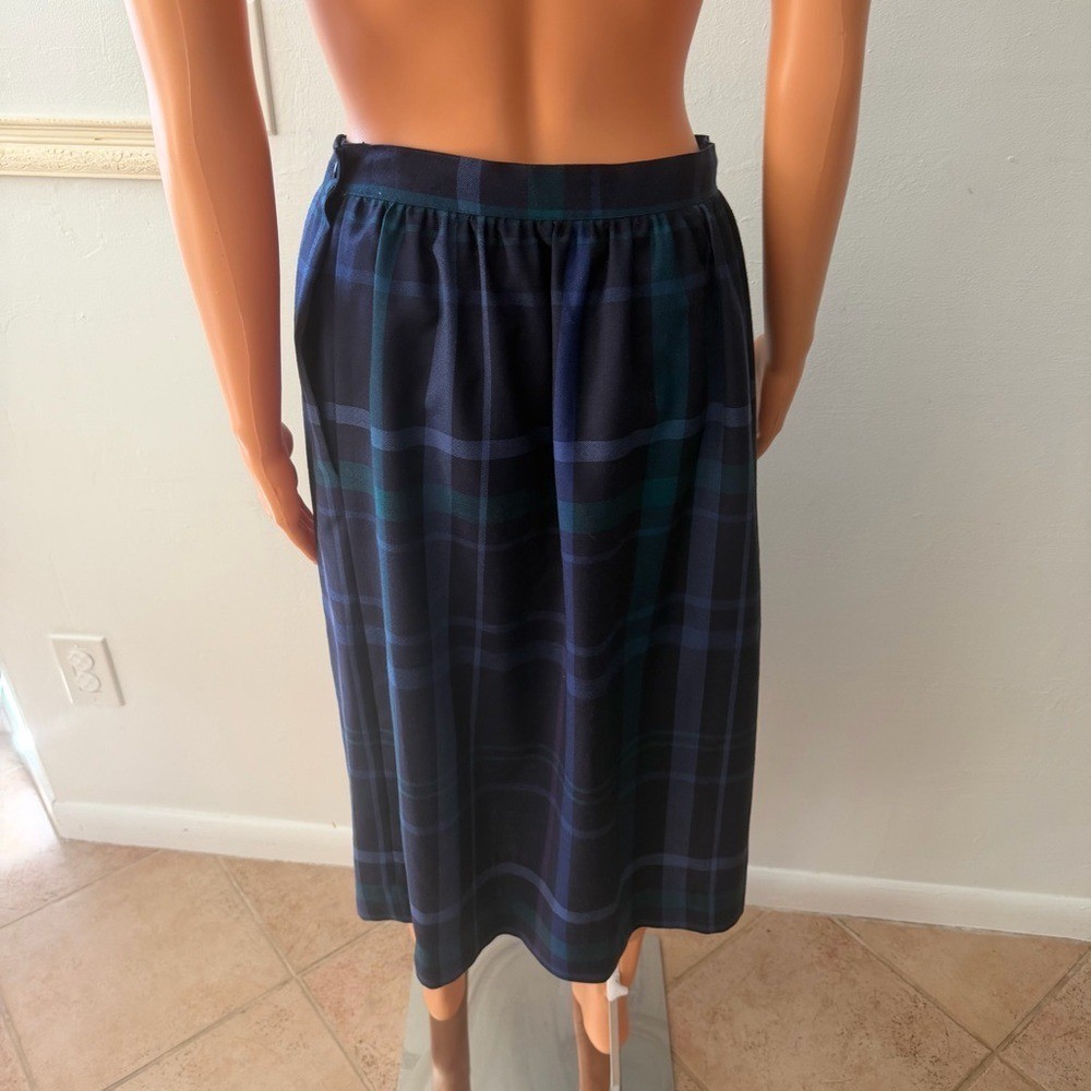 Vintage Lombardi of Hartford Plaid Pencil Skirt Pockets Wiggle Blue Academia L