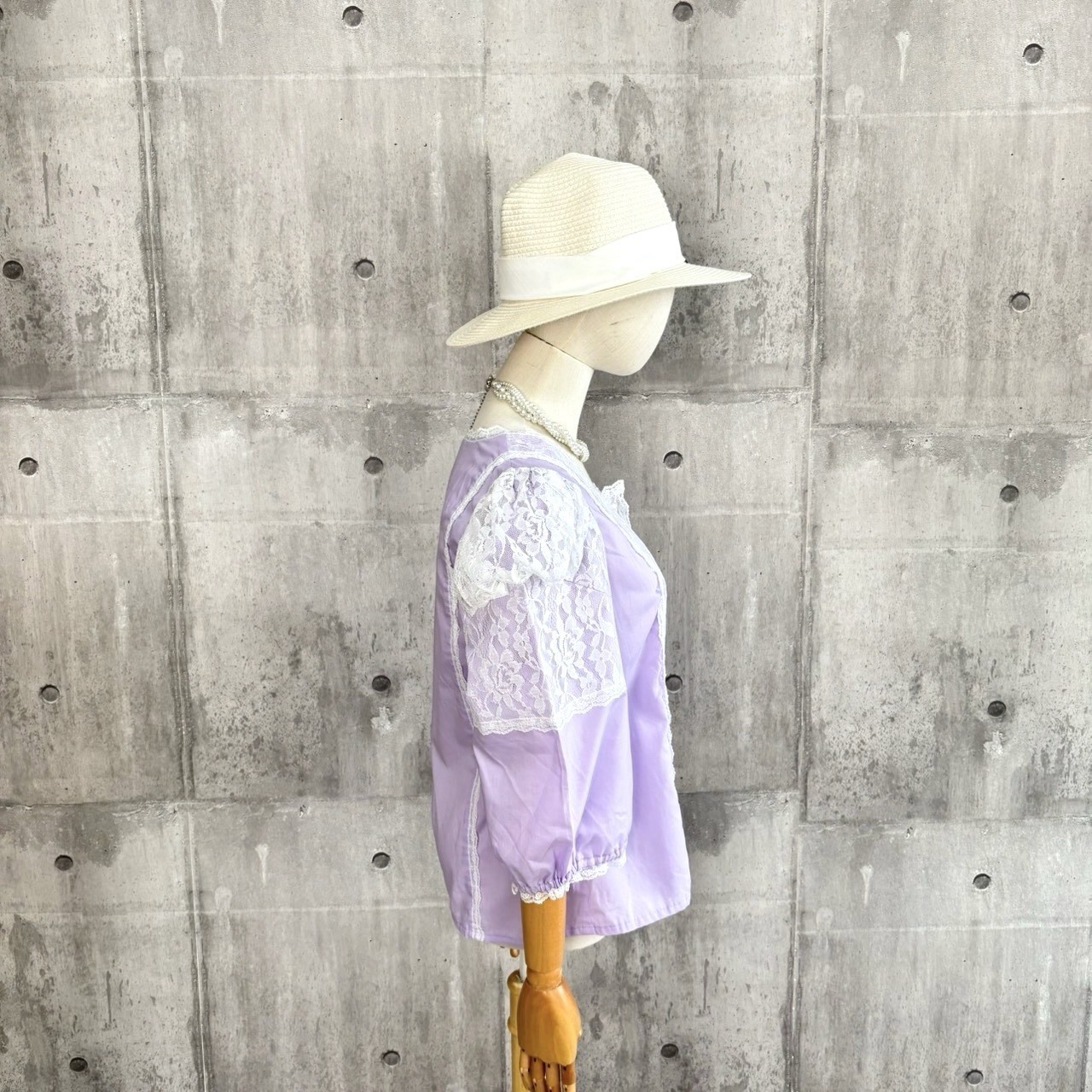 Vintage Lavender Lace Blouse Puff Sleeve Romantic Cottagecore Prairie Top