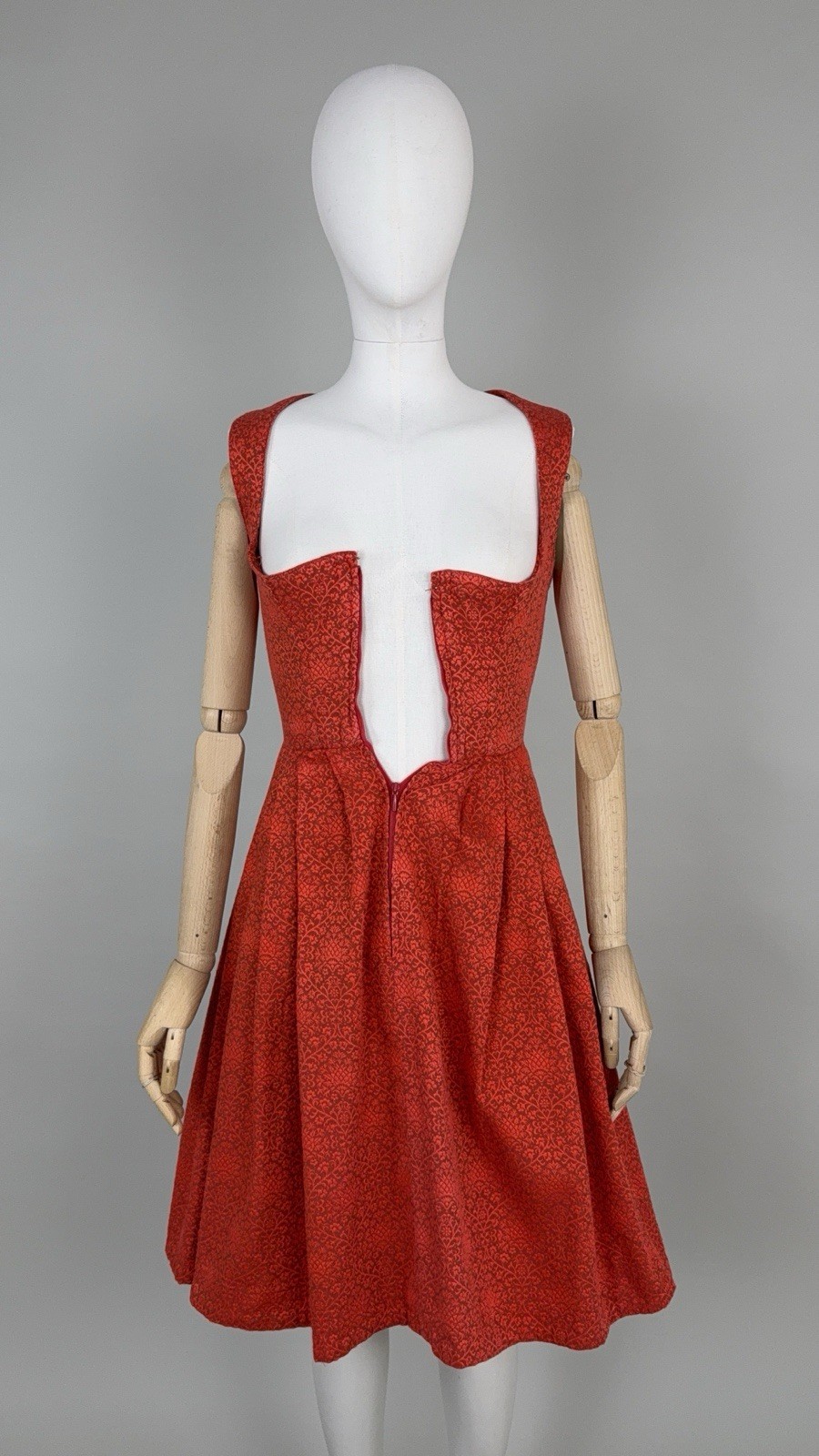 Wallach Volkskunfthaus Munchen Antique Dress German Red Hand Made Dirndl XS