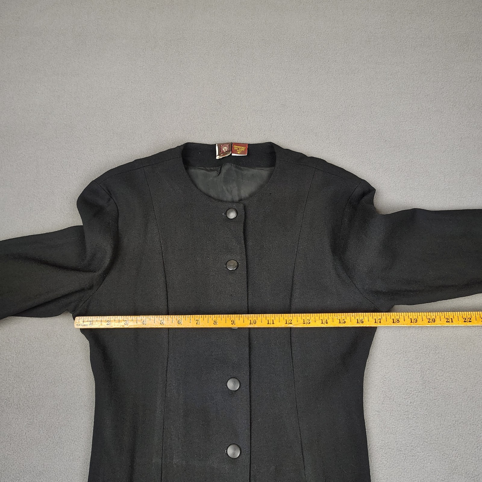 Vintage Anne Klein 100% Wool Dress 6 Black Fit Flare Gothic Dark Romantic USA