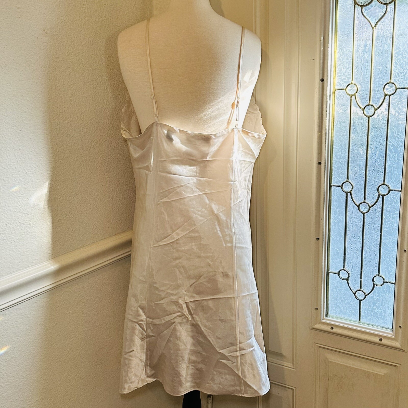 VTG Erika Taylor Intimates Ivory Polyester Satin Nightgown Lingerie Size L