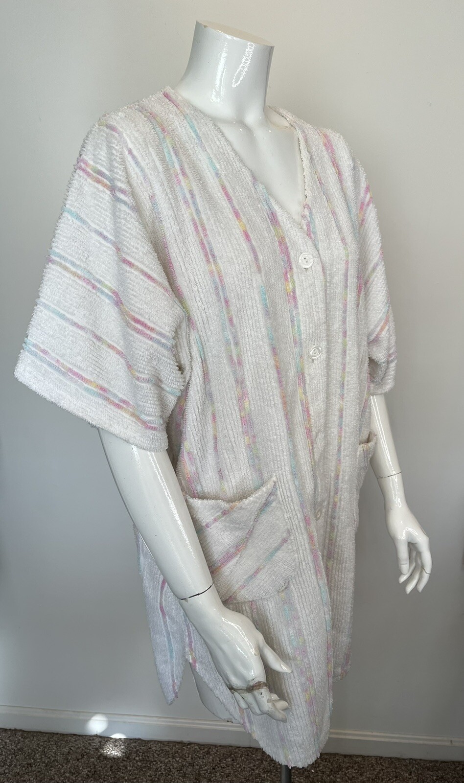 Vintage Terry Cloth Chenille Dress Beach Cover Up 60s Mod USA Made CrownTuft M