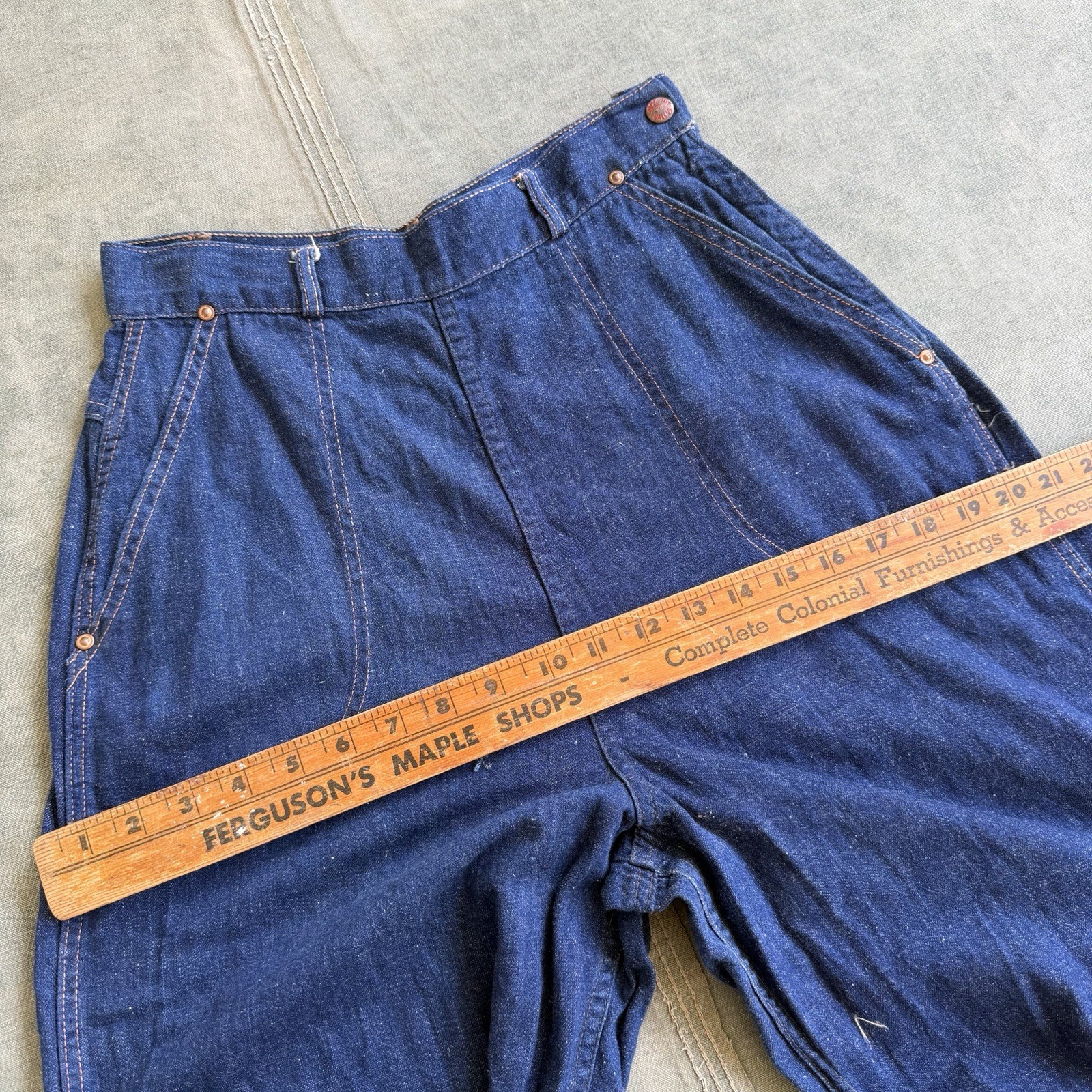 1950s Stockton Of Dallas Side Zip Denim Pants Dark Blue Jeans Vintage 1960s