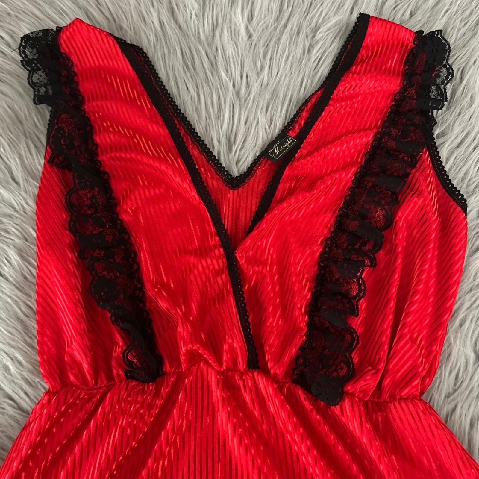 Vintage Stroke Of Midnight Lingerie Set Womens Size Large Red Two Piece Outfit