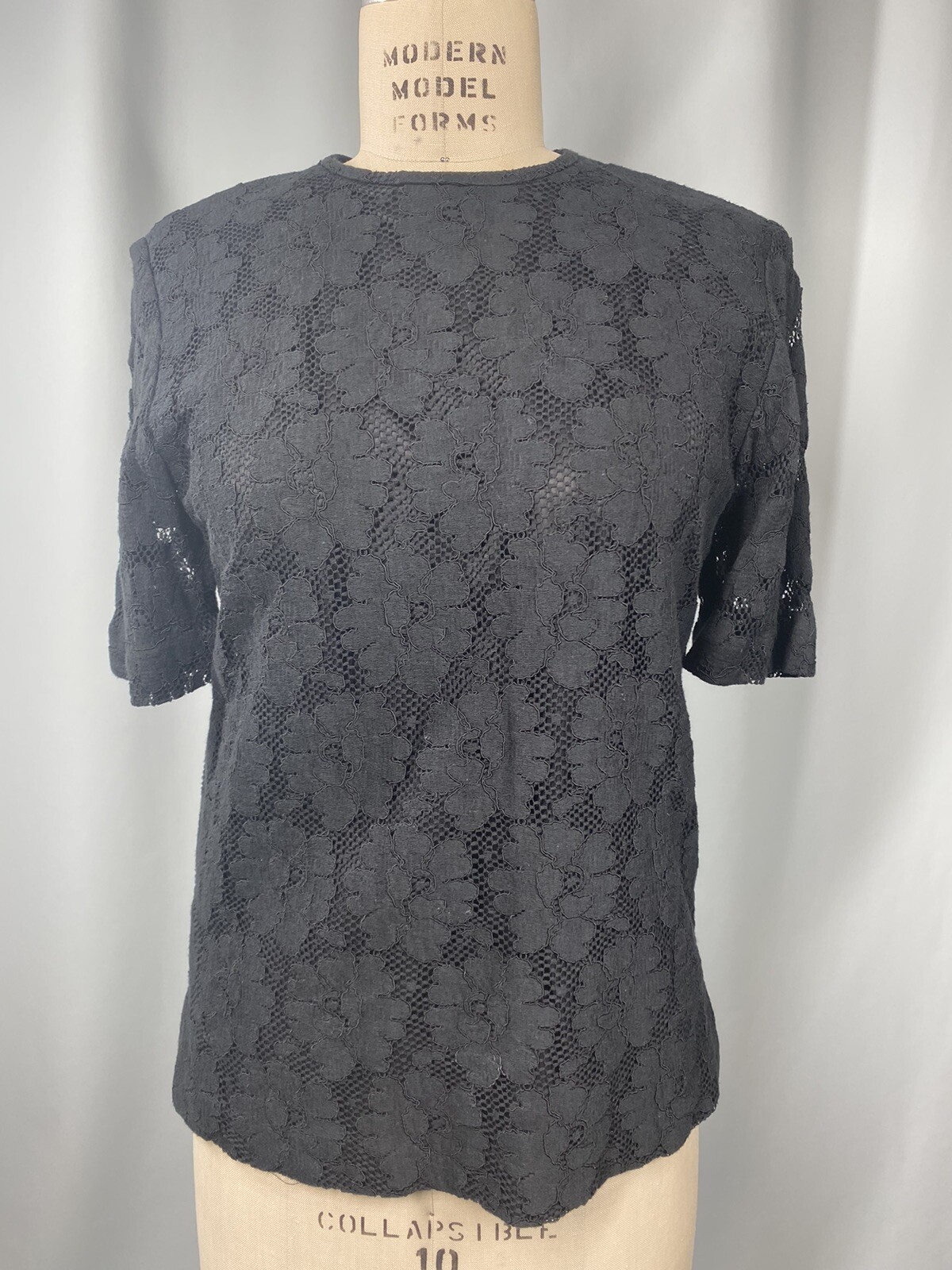 Vintage Top Doncaster SIZE 10 LARGE black lace long classic 1990 90s sheath