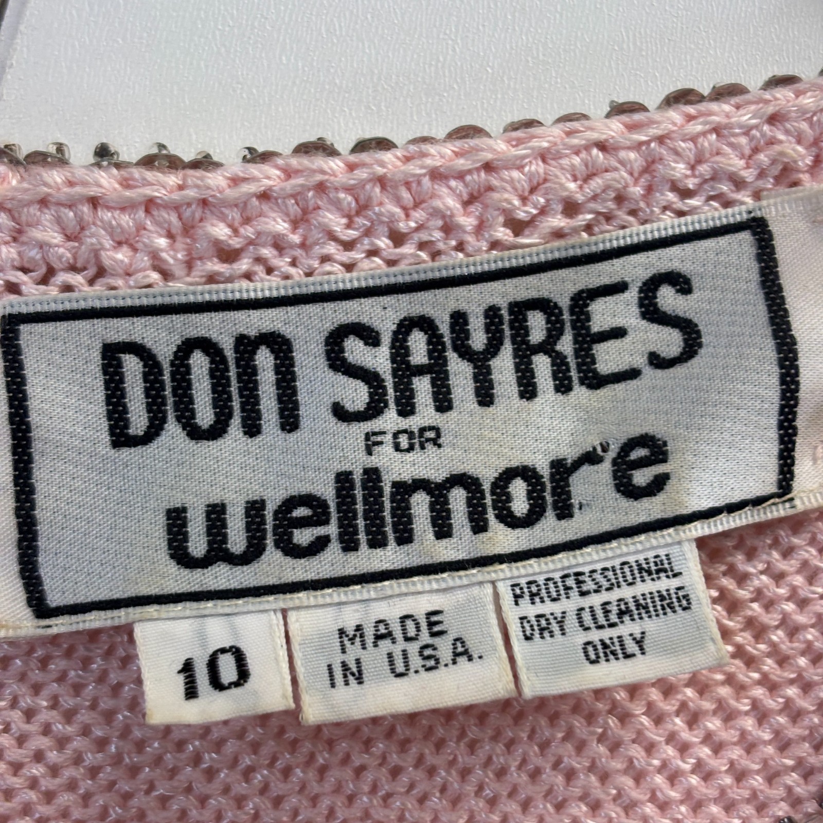 Vintage Don Sayres for Wellmore 80s Cocktail Knit Sequins Dress Size 10 Floral
