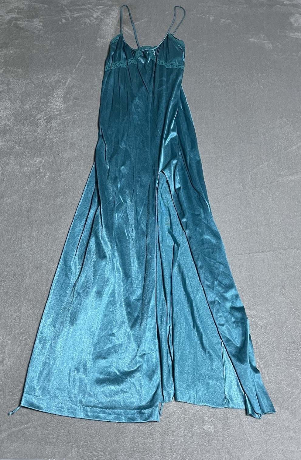 Vintage Flair Lingerie By Dianne Keesee Long Peignoir Gown Womens Medium Teal