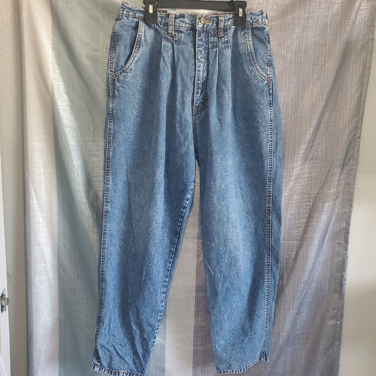 Bill Blass Petites Vintage 90s High Waisted Pleated Mom Jeans Blue 14P Cotton