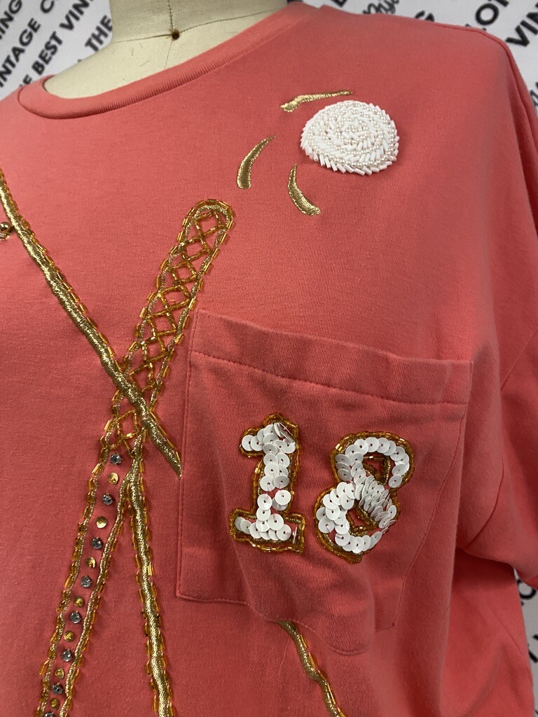 Vintage 1992 I.B. Diffusion Golf Tee Oversized 18th Hole Pink Bedazzled 3X
