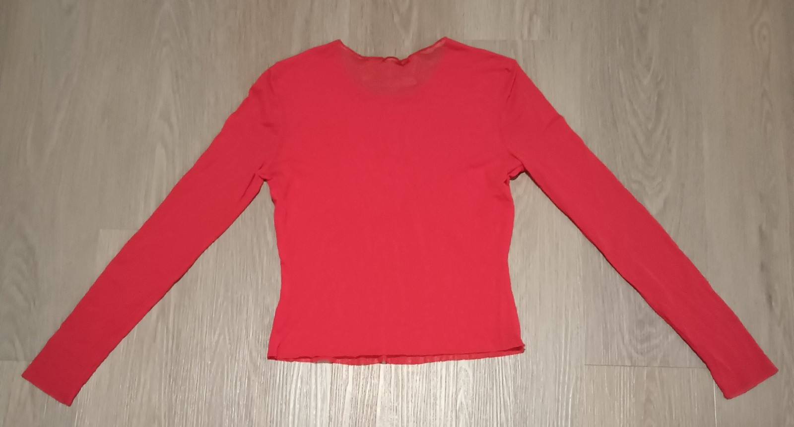 Vtg 90s Orange Sheer Mesh Fishnet Embroidered Sequin Artsy Floral Top Blouse XS