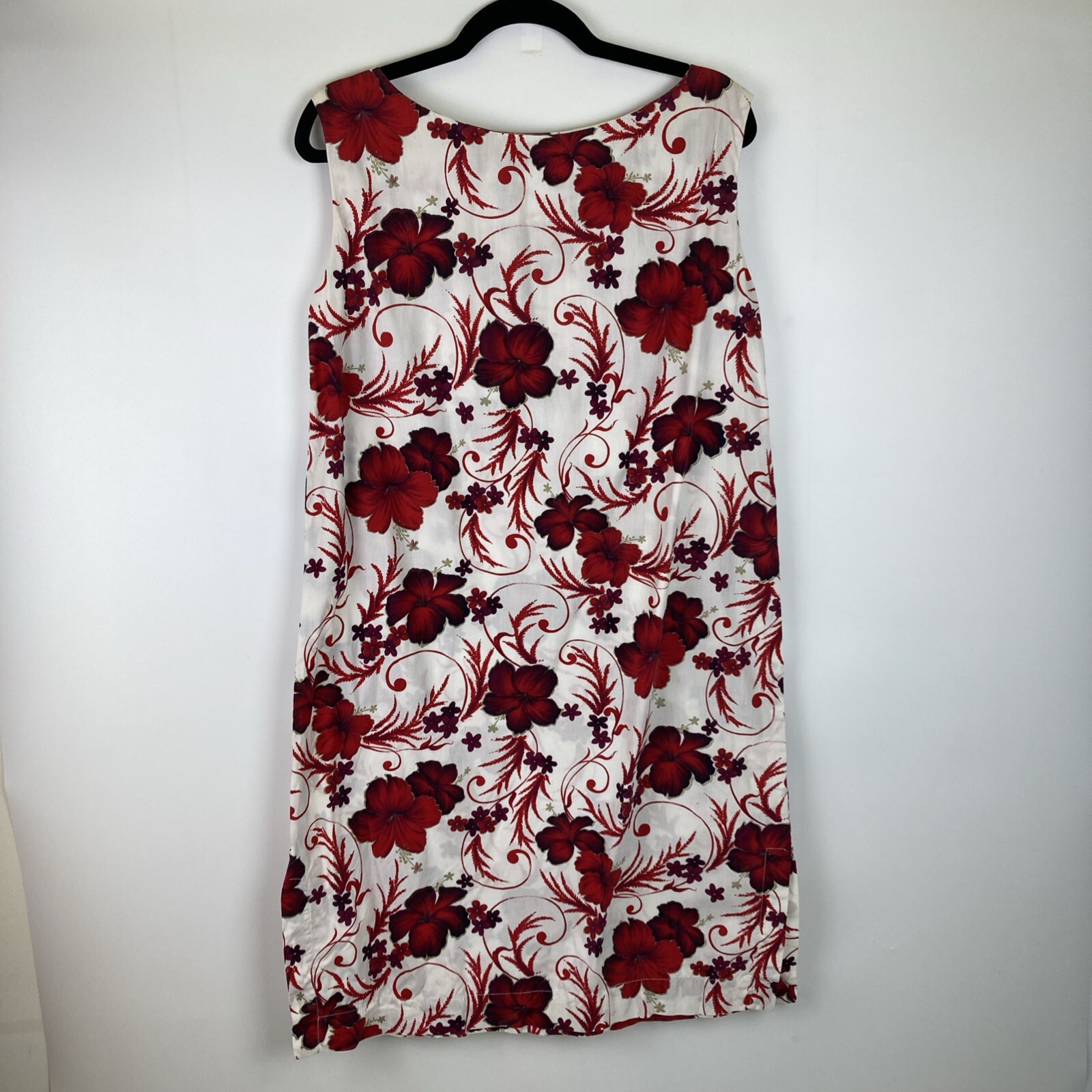 Vintage Hookano Hawaii Floral Dress Size Large 1960s Rust White Made In USA