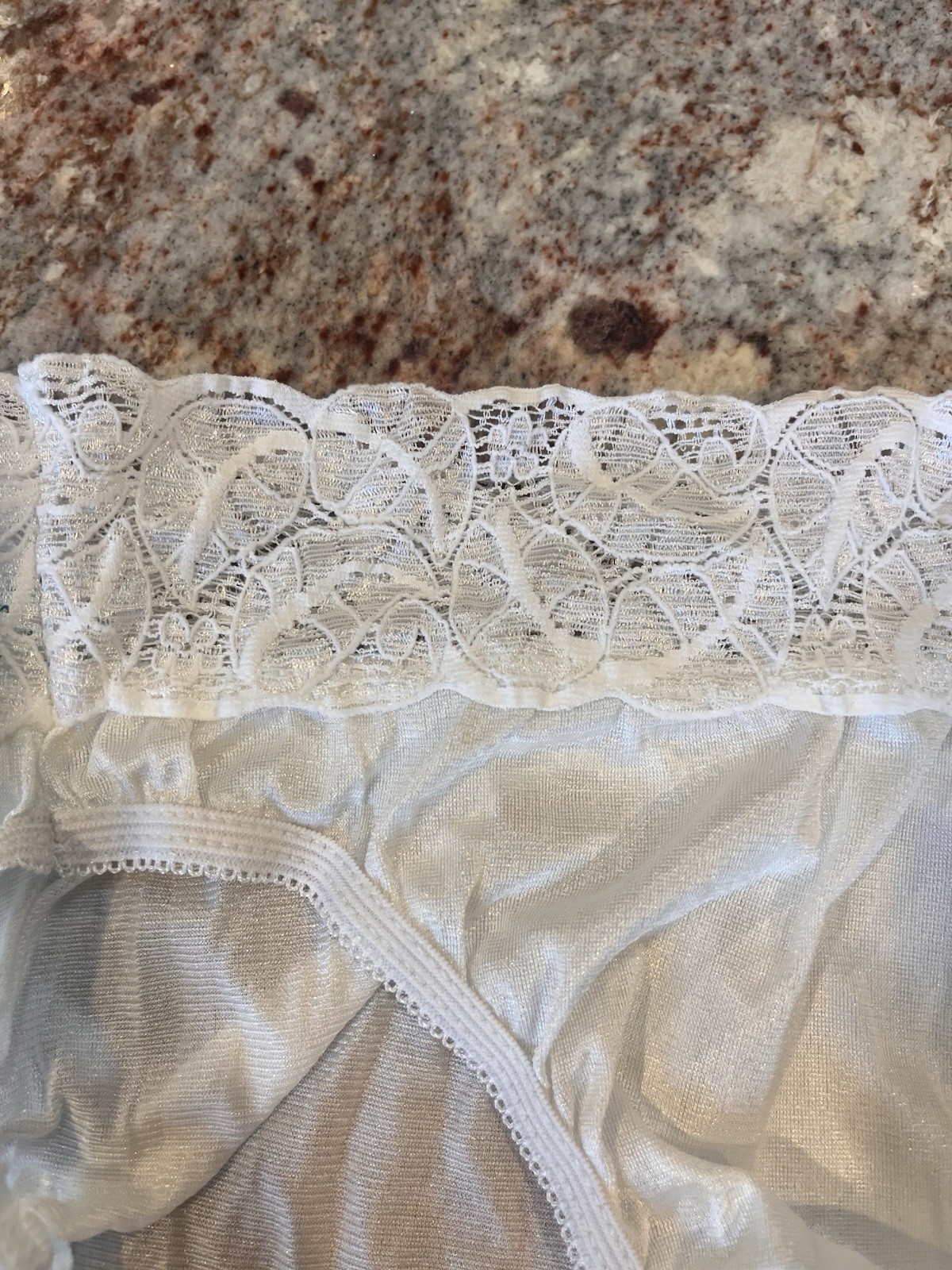 Vintage NWT Myonne White High Leg Lace Trim Nylon Panties Underwear Sz 5