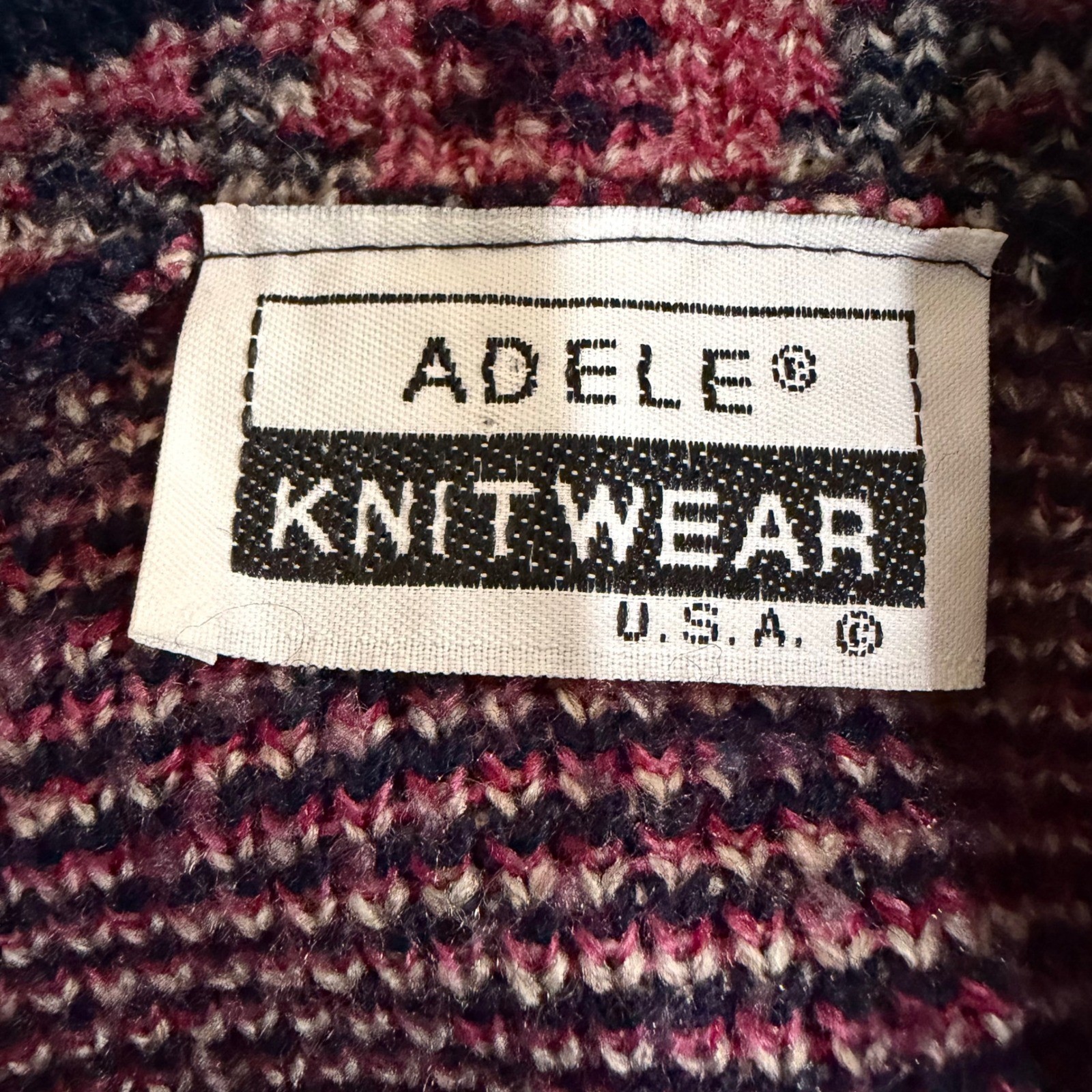 Vtg Adele Knitwear Sweater Womens L Teddy Bear Heart Graphic AOP Grannycore