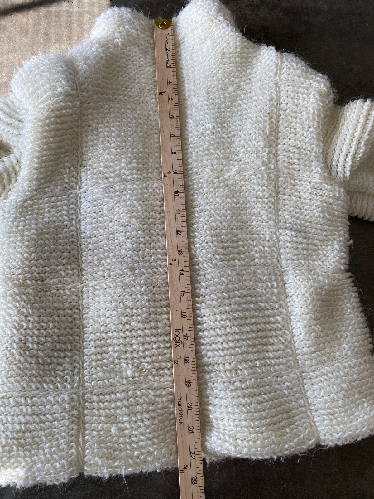 Currants by Jeri-Jo New York Vintage Cream Puffy Knit Full Zip Coat Sweater Med