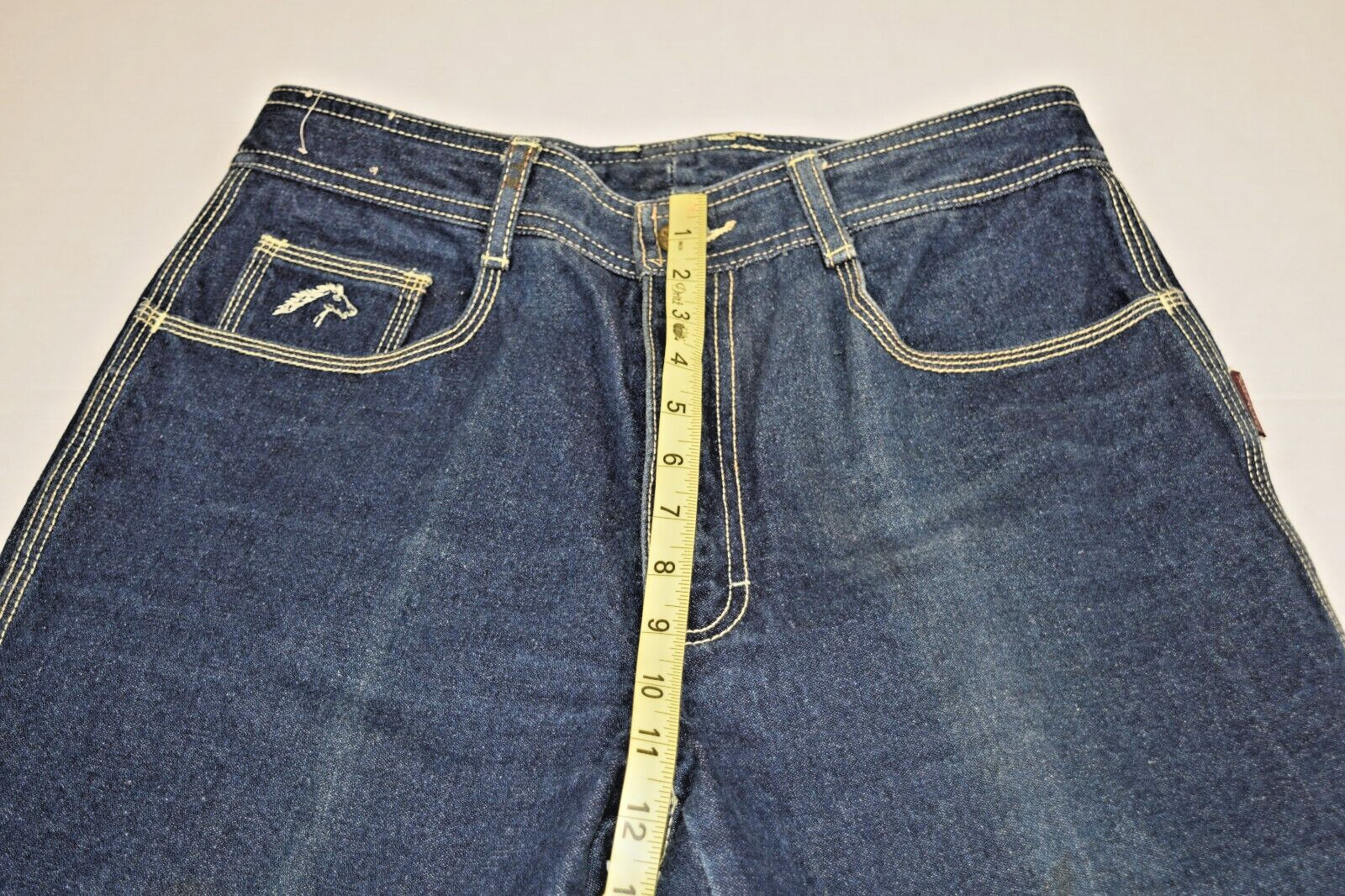 Vintage Jeans Jordache Horsehead Size 32 80s Blue Yellow Stitch High Waist