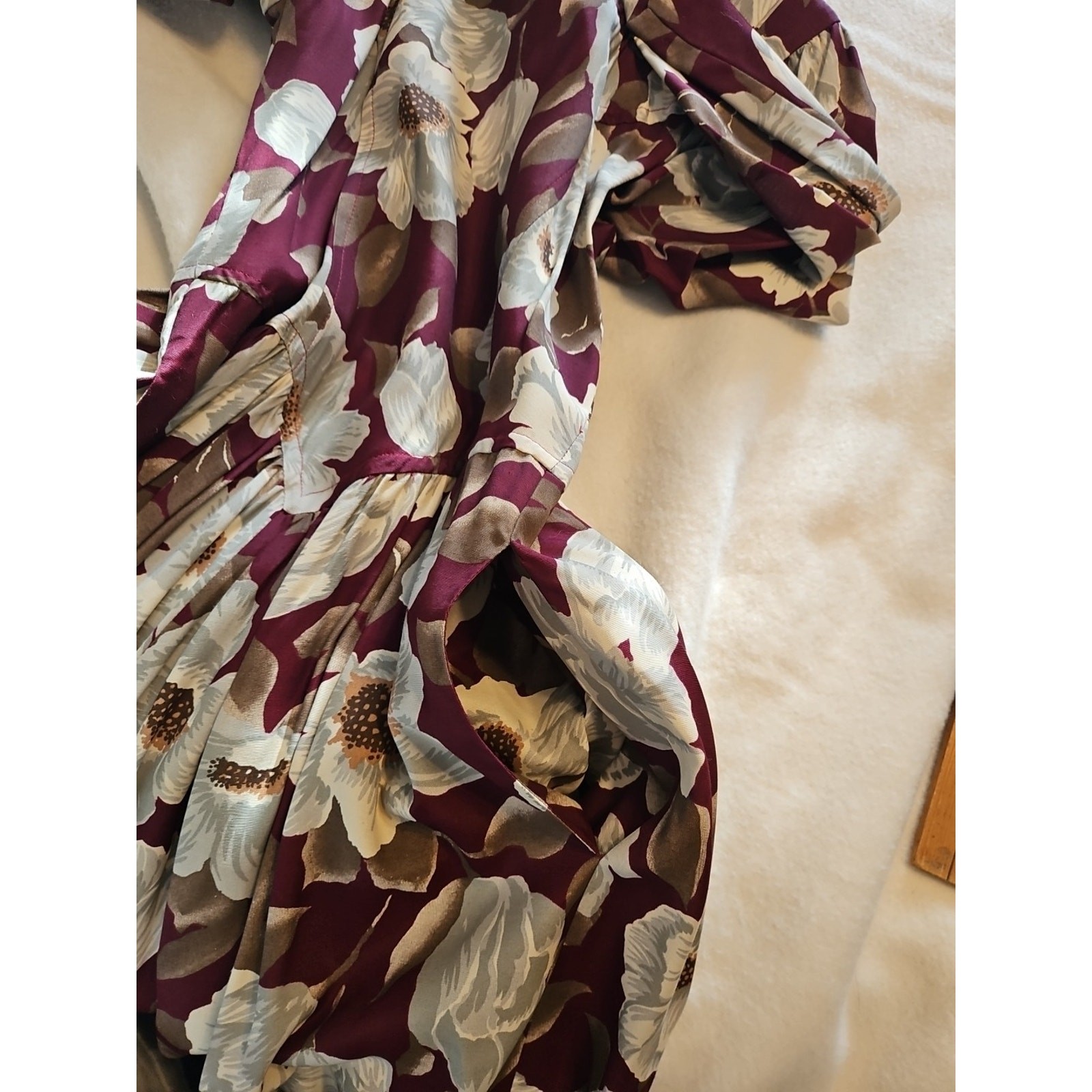 VTG Carol Anderson Dress Women’s Sz 3/4 Red Floral A Line w/Shldr Pads & Pockets