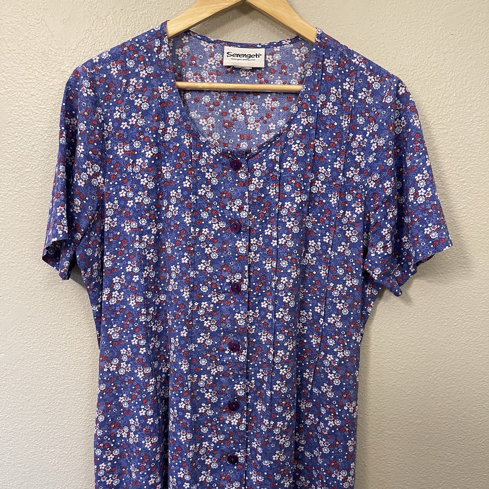VTG Serengeti Prairie Dress Ditzy Floral Back Tie Americana Cottagecore Sz L ?