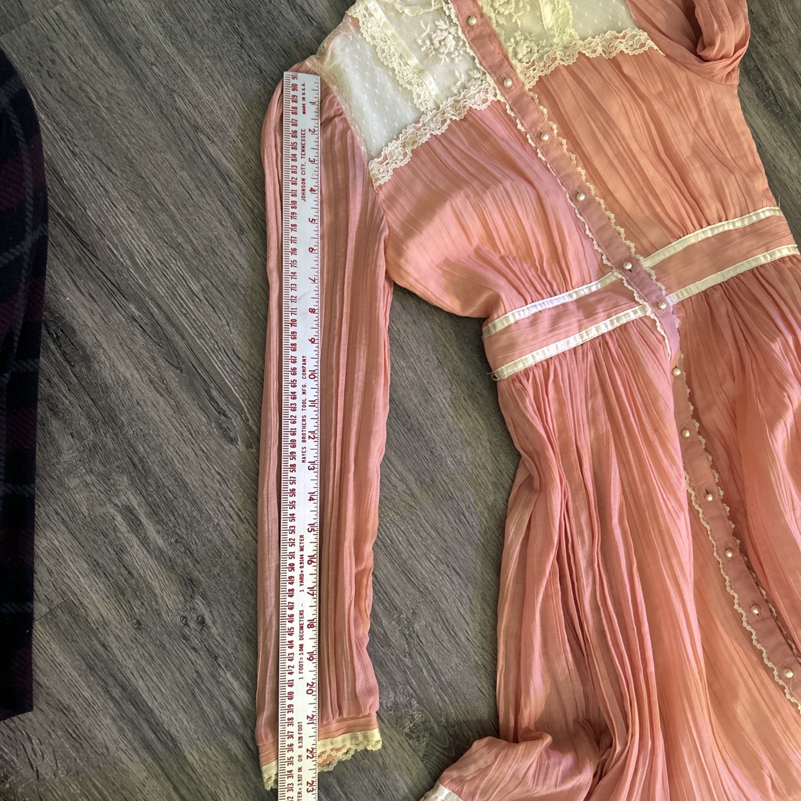 1970s Gunne Sax Pink Prarie Dress Size XS 10 Victorian Revival Country Western