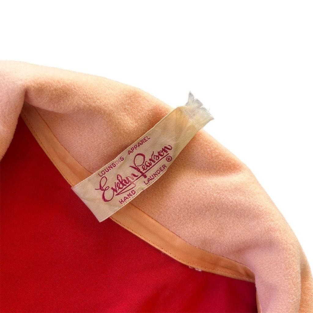 Evelyn Pearson Lounging Robe Women Medium Red Peach Vintage Snap Front Housecoat