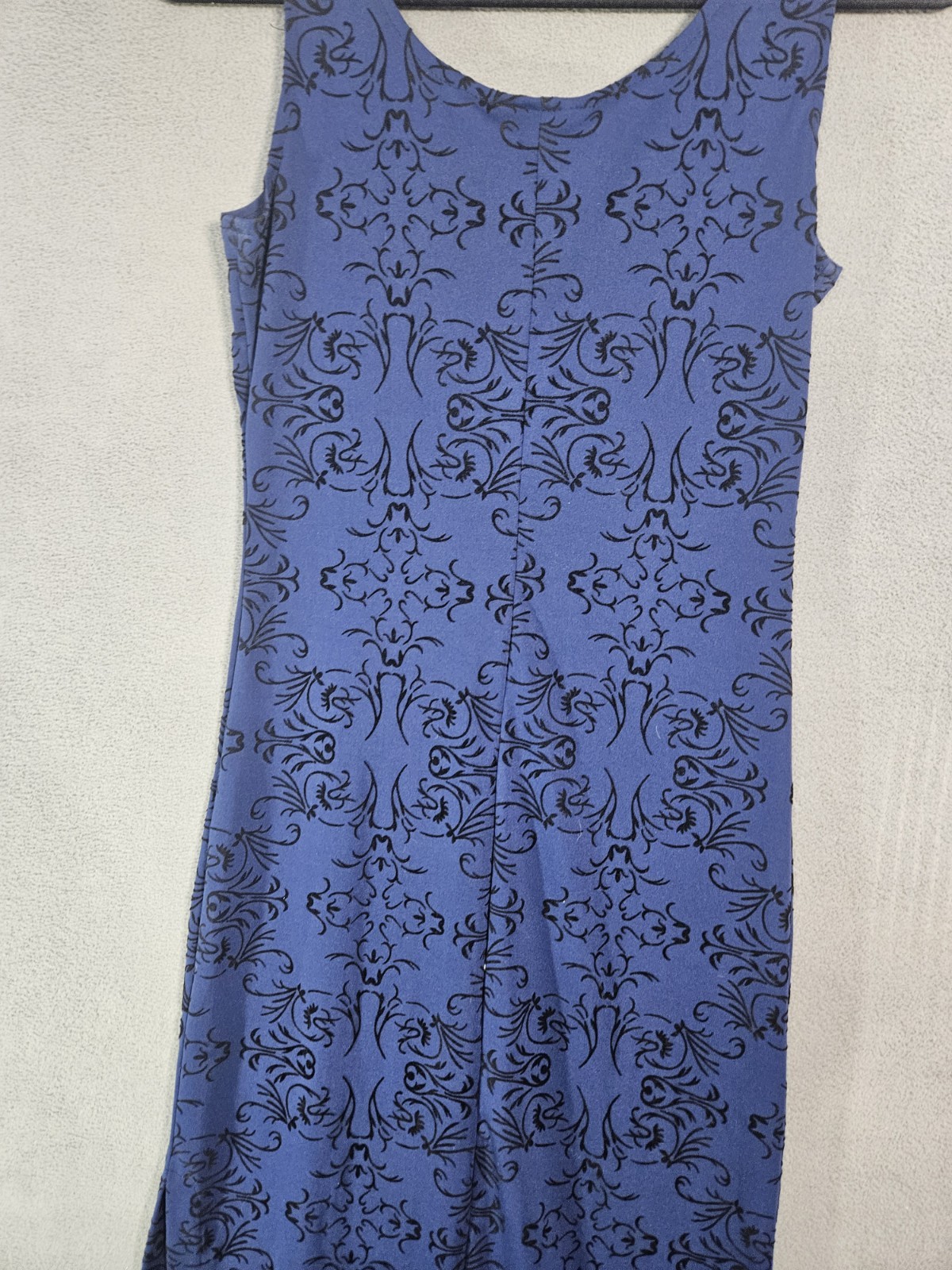 Vintage 90s Alyn Paige Womens 5/6 Maxi Slip Dress Navy Velvet Black Paisley Tank