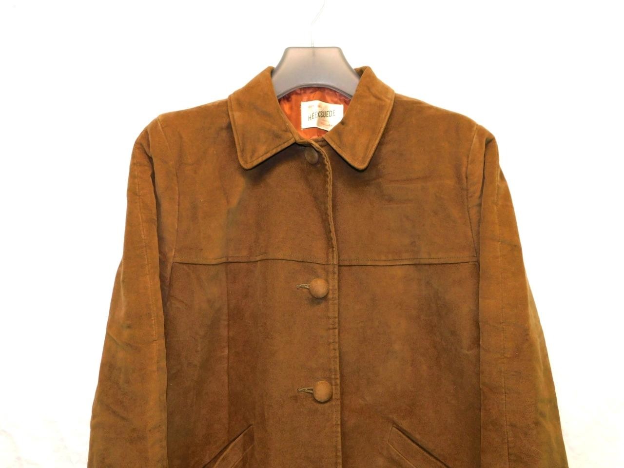 Vintage 60s Heeksuede Holland M Brown Jacket Velour Faux Suede Button MCM Mod