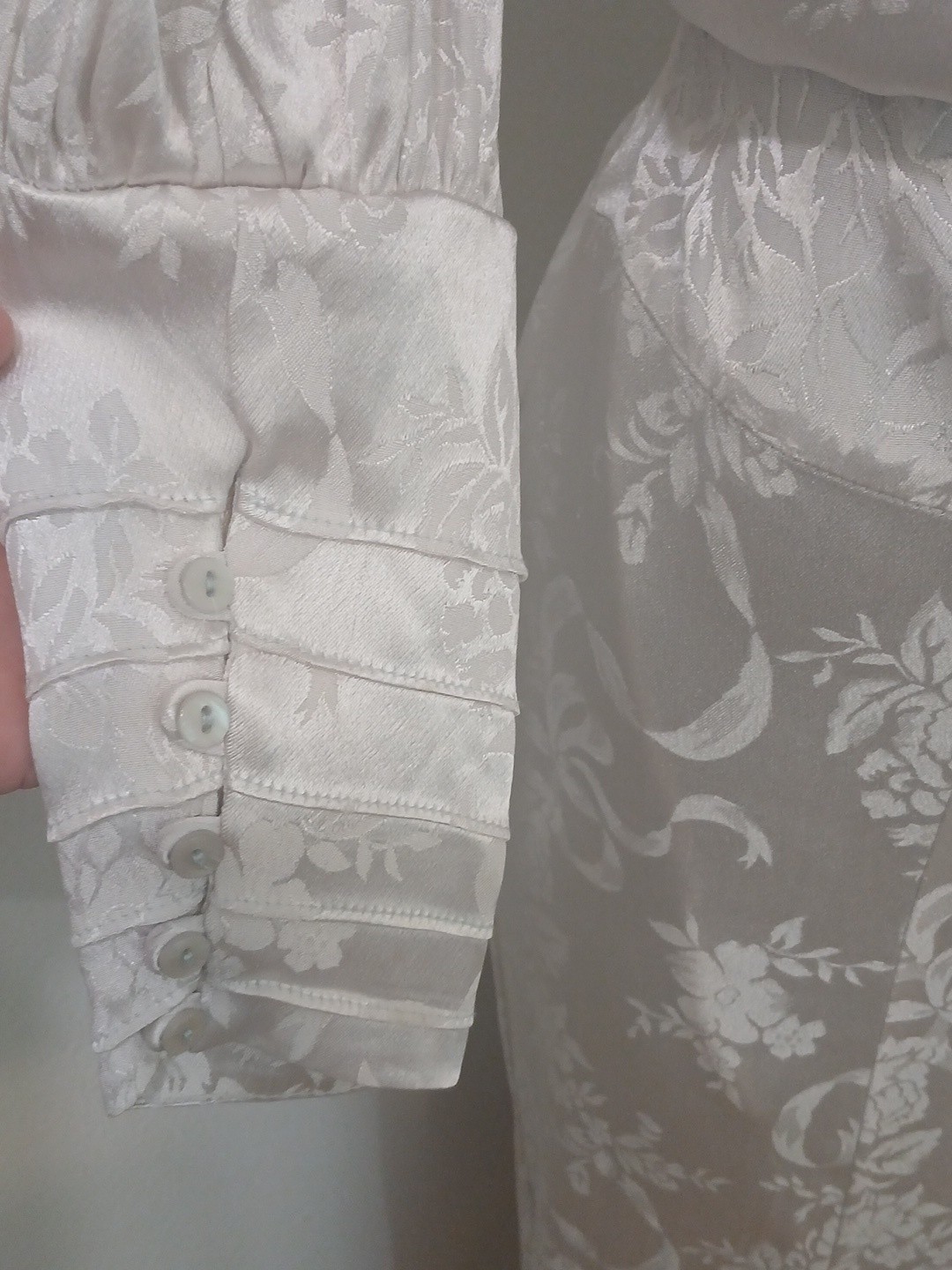 VTG Jessica McClintock Romantic Victorian Floral Lace Dress Cream Ivory Size 8