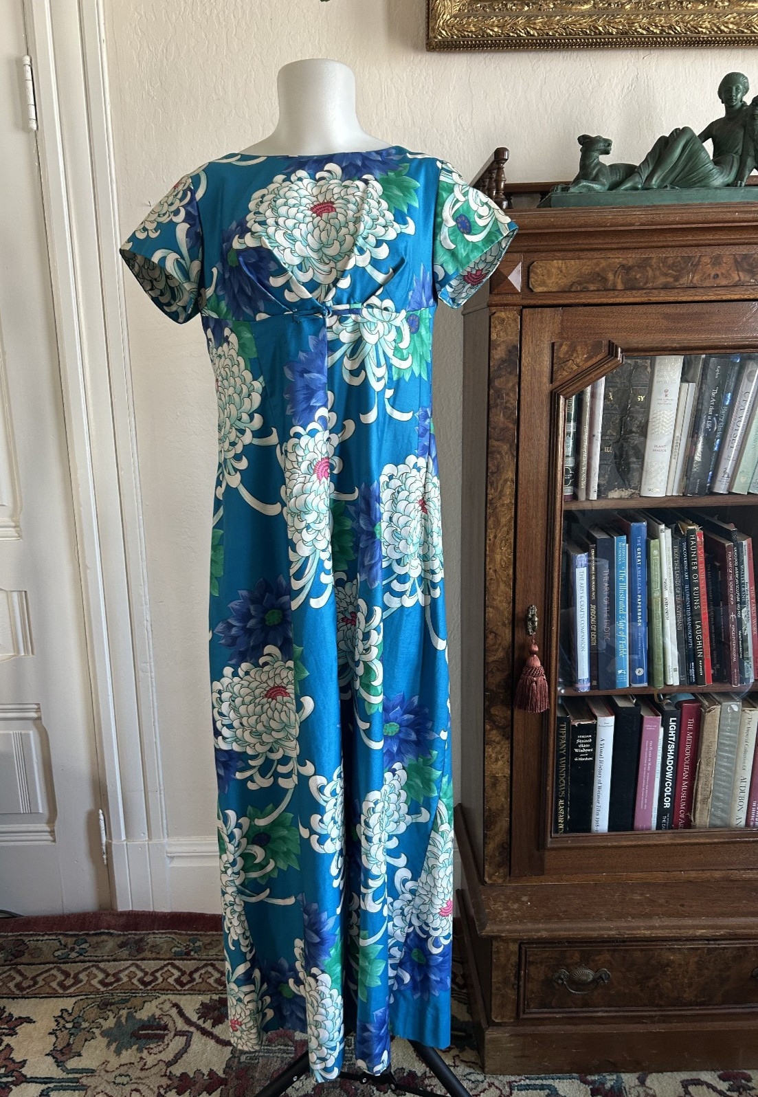 VINTAGE ALICE POLYNESIAN FASHIONS HAWAIIAN FLORAL 60s Empire Waist maxi DRESS
