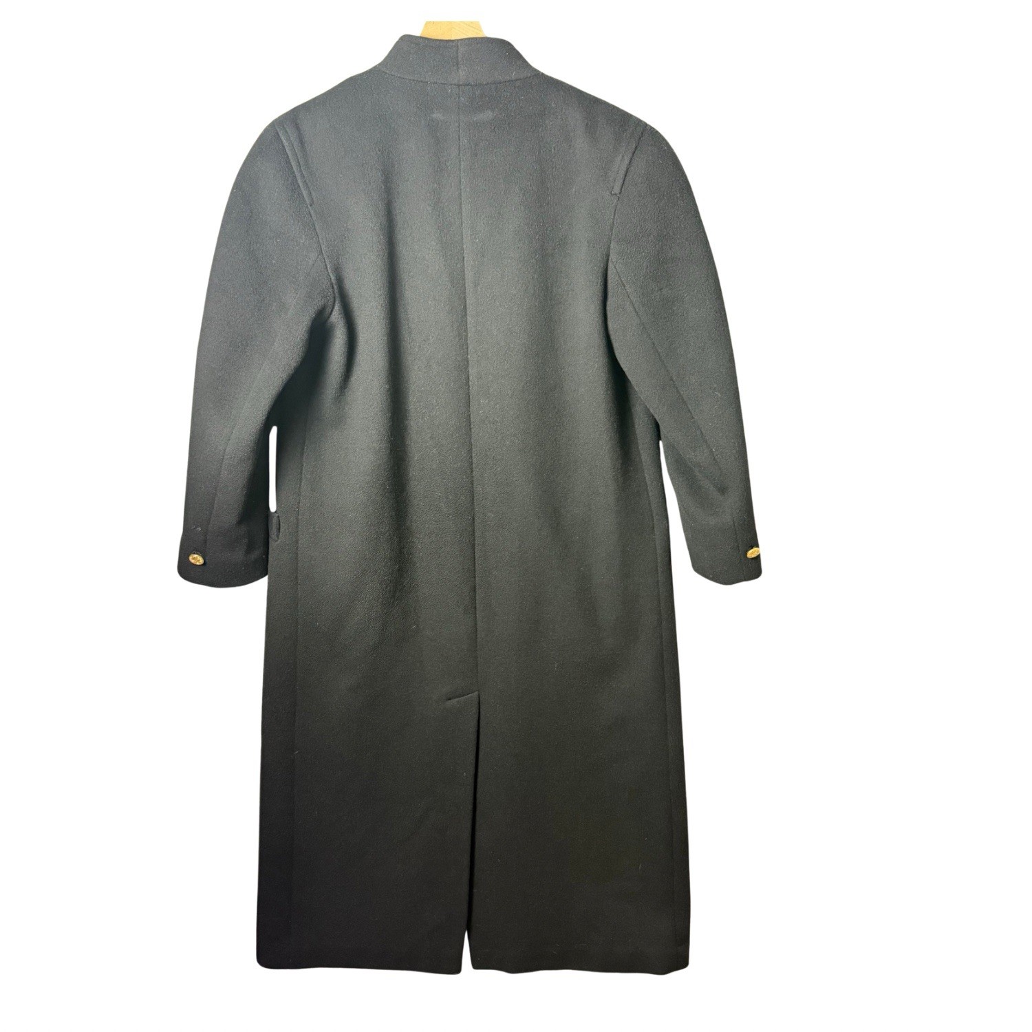 Vintage Braefair Full Length Black Cashmere Blend Trench Coat Union Made Womens