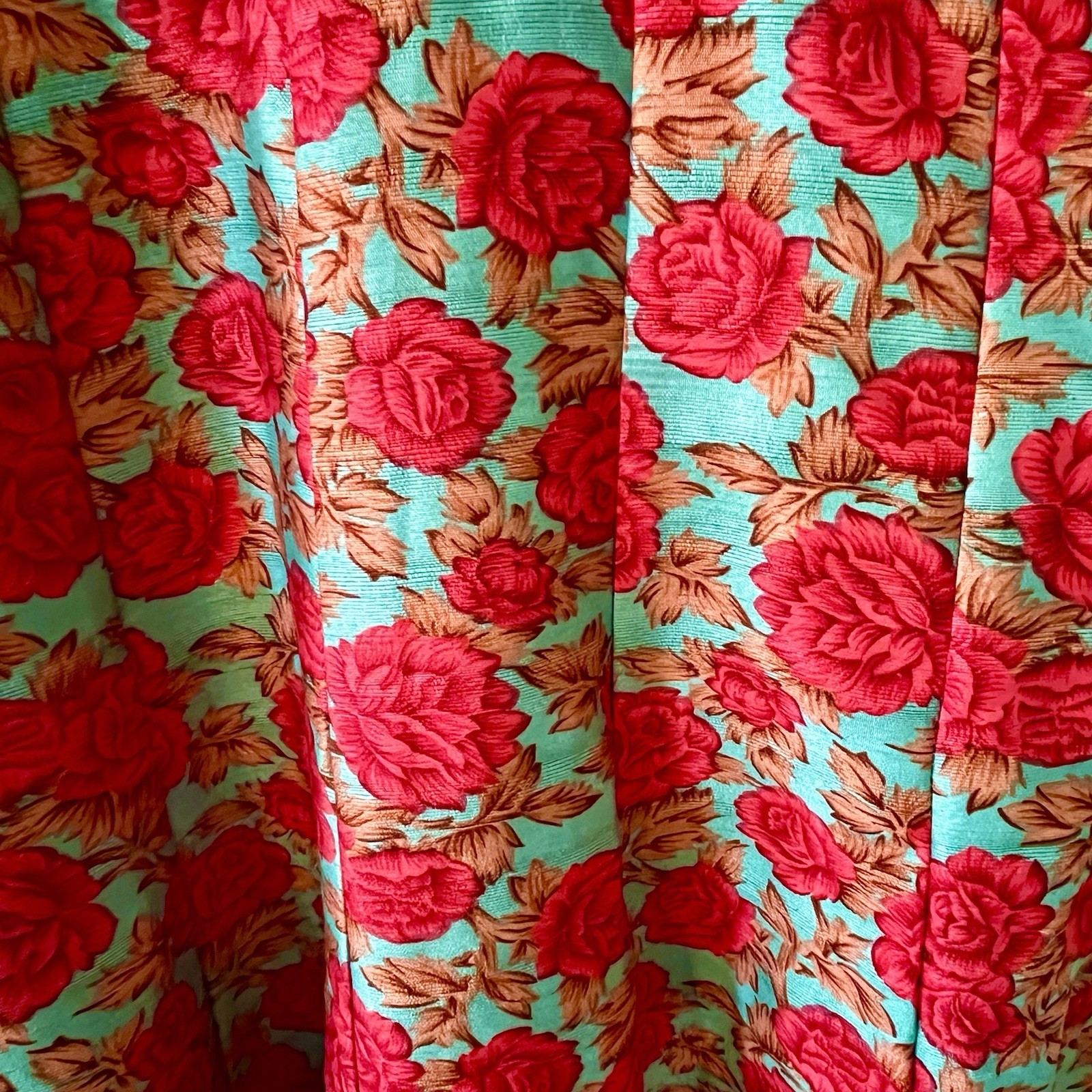 Vintage Indian Cotton Dress Artisan Floral Block Print Embroidered