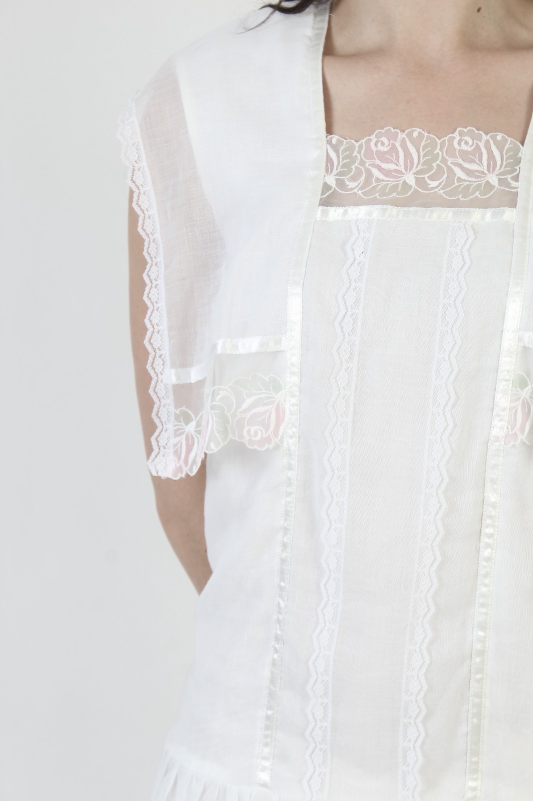 Vtg 80s Gunne Sax Dress Wht Jessica McClintock Deco Flapper Drop Waist Boho Gown