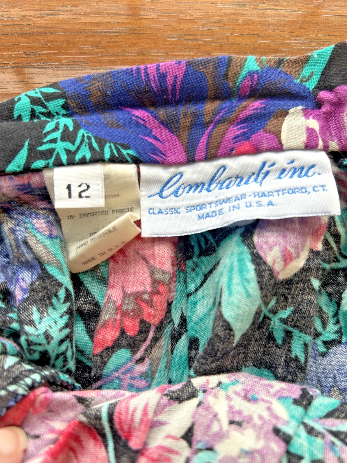 Vintage 1980s Lombardi Floral Cotton Chintz Skirt Cottage Pleats Pockets S M